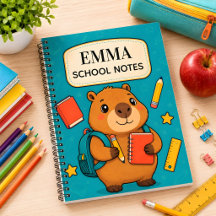 Personalised Capybara Kids School Notebook