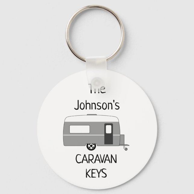 Personalised Caravan Keys name Keychain (Front)