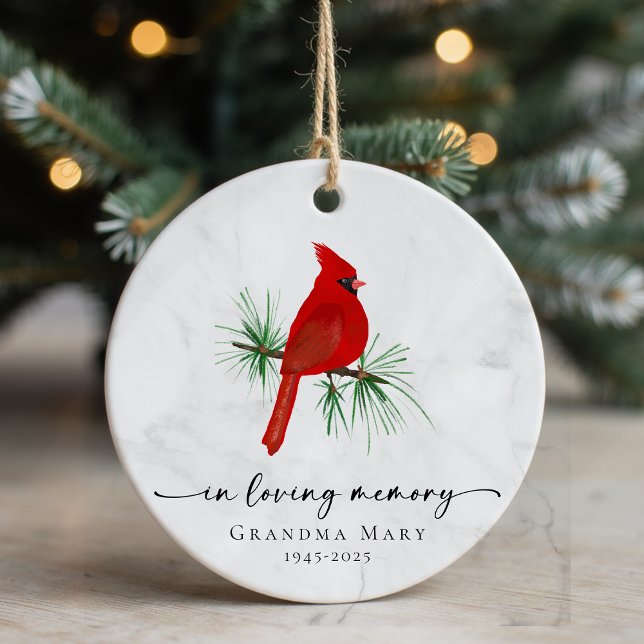 Personalised Cardinal In Loving Memory Keepsake Ceramic Ornament (Creator Uploaded)