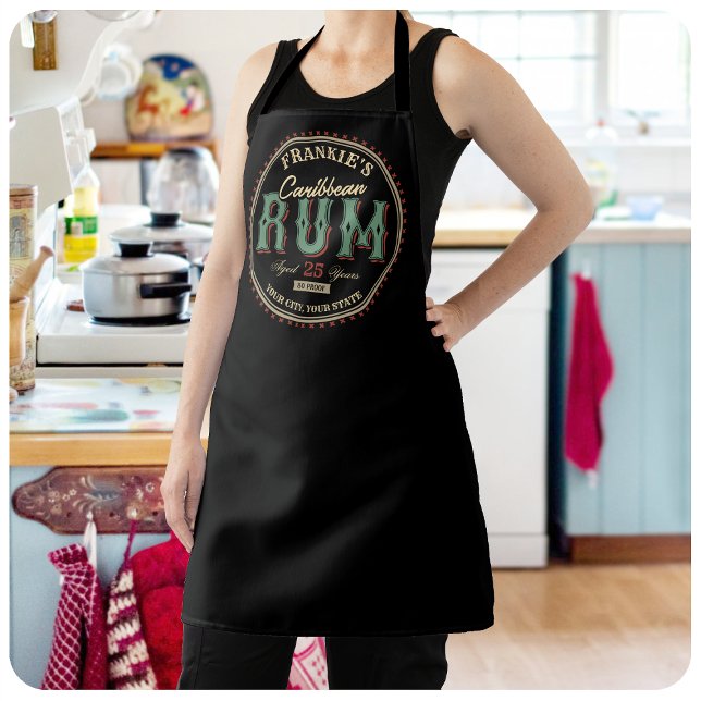Personalised Caribbean Rum Liquor Bottle Label Bar Apron (Creator Uploaded)