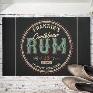Personalised Caribbean Rum Liquor Bottle Label Bar Doormat