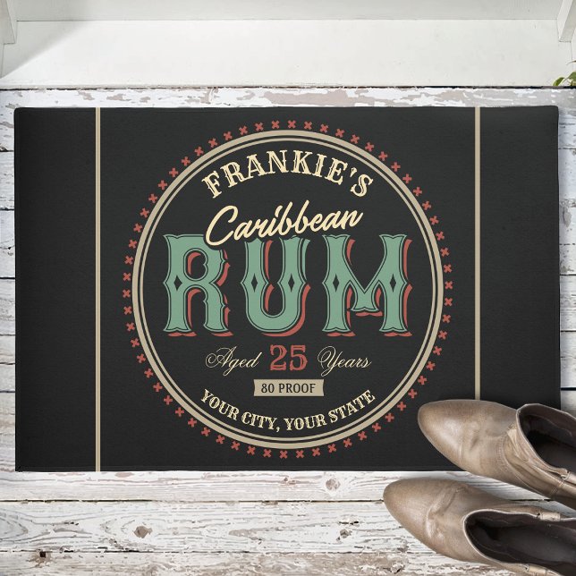Personalised Caribbean Rum Liquor Bottle Label Bar Doormat (Creator Uploaded)