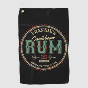 Personalised Caribbean Rum Liquor Bottle Label Bar Golf Towel