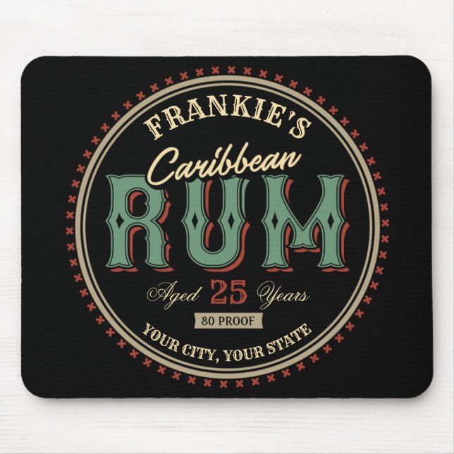 Personalised Caribbean Rum Liquor Bottle Label Bar Mouse Pad (Front)