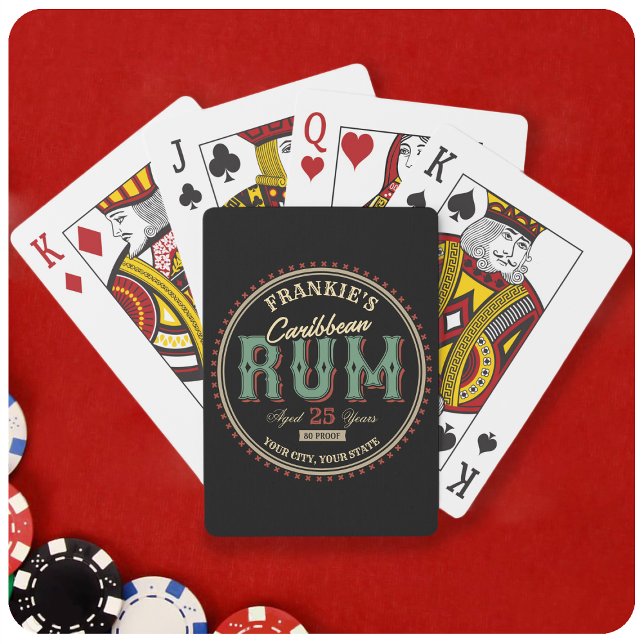 Personalised Caribbean Rum Liquor Bottle Label Bar Playing Cards (Creator Uploaded)