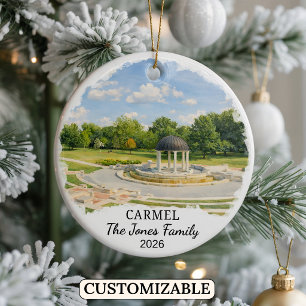 Personalised Carmel Ornament, Custom Indiana State Ceramic Ornament