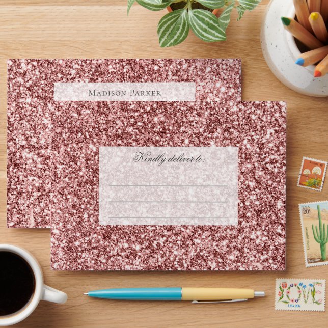 Personalised Carousel Floral Glitter Birthday Envelope (Desk)