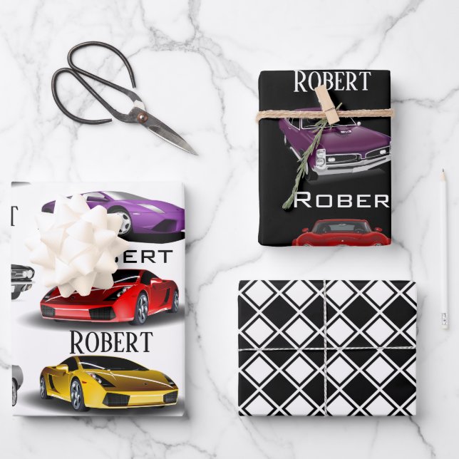 Personalised Cars Wrapping Paper Sheet (Front)