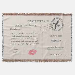 Personalised Carte Postale Modern Throw Blanket