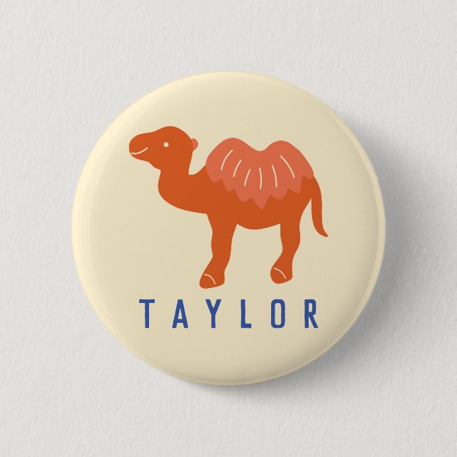 Personalised Cartoon Bactrian 2 Humps Camel 6 Cm Round Badge (Front)