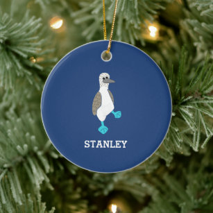 Personalised Cartoon Blue-Footed Booby Bird Ceramic Ornament