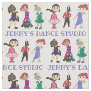 Personalised Cartoon Dancers Dance School Studio Fabric