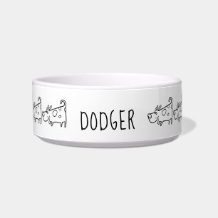 Personalised Cartoon Dog Ceramic Pet Bowl