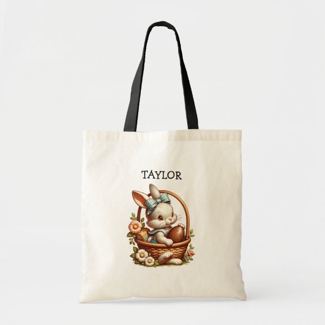 Personalised Cartoon Easter Bunny  Tote Bag (Front)