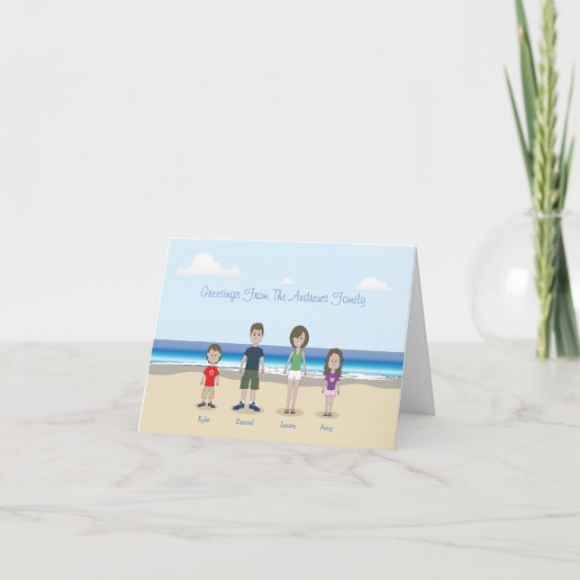 Personalised Cartoon Family Note Card (Front)