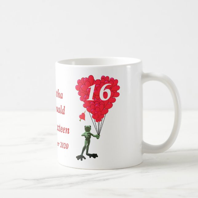 Personalised cartoon frog Sweet Sixteen Coffee Mug (Right)