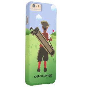 Personalised cartoon golfer on golf course barely there iPhone 6 plus case