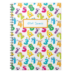 Personalised Cartoon Monster Numbers Pattern Math Notebook