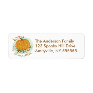Personalised Cartoon Pumpkin Return Address Labels