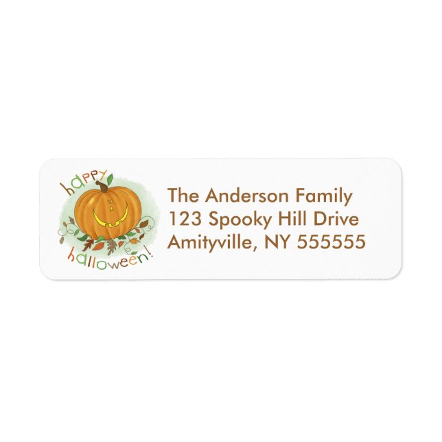 Personalised Cartoon Pumpkin Return Address Labels (Front)