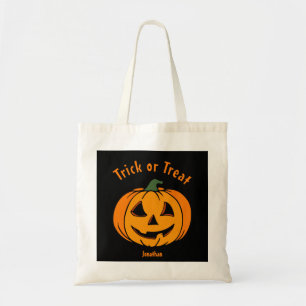 Personalised Carved Spooky Pumpkin Trick or Treat Tote Bag