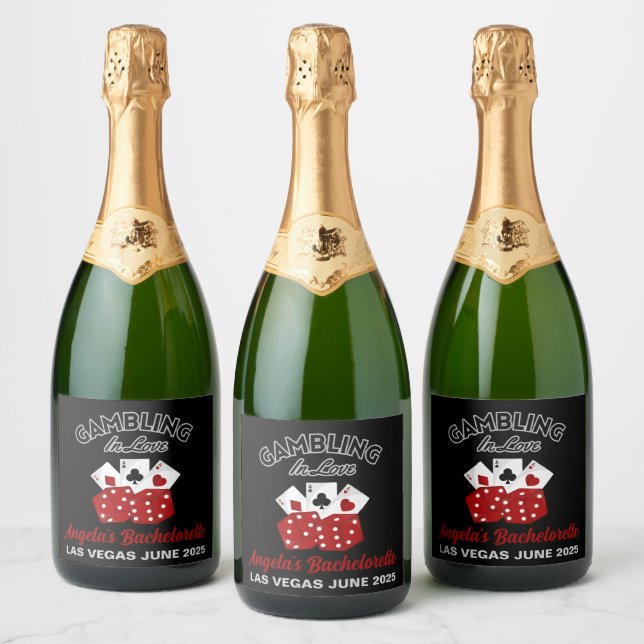 Personalised Casino Las Vegas Bachelorette Party Sparkling Wine Label (Bottles)