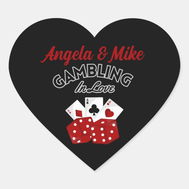 Personalised Casino Las Vegas Wedding Party Favour Heart Sticker (Front)