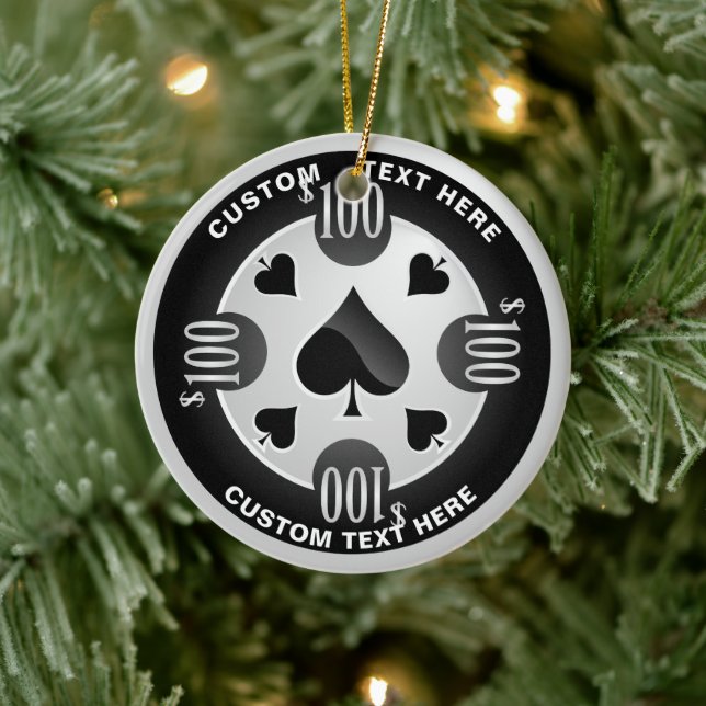 Personalised Casino Poker Chip Christmas Ceramic Ornament (Tree)