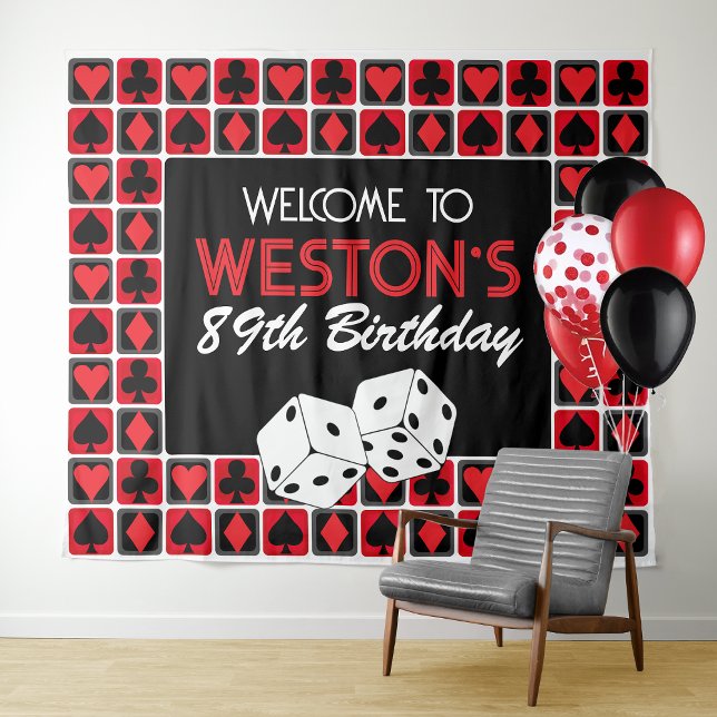 Personalised Casino Poker Party Backdrop Tapestry  (Casino Poker Party Event Party Backdrop)