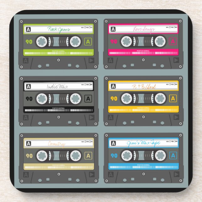 Personalised Cassette Tape Coaster Set (Front)