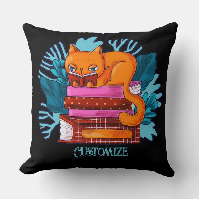 Personalised Cat Approved Books Cushion (Front)