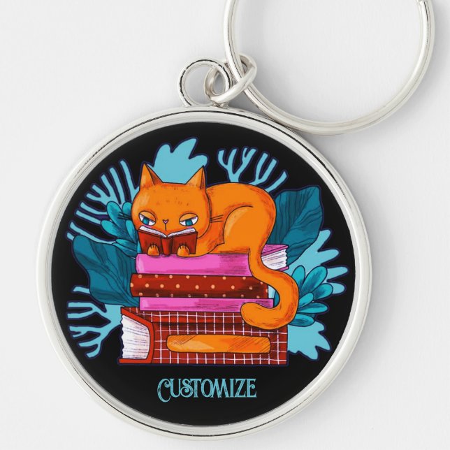 Personalised Cat Approved Books Key Ring (Front)