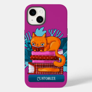 Personalised Cat Approved Books Pink Case-Mate iPhone 14 Case