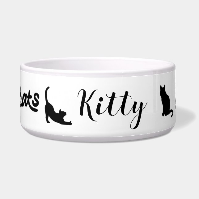 Personalised Cat Bowl - Custom Name Ceramic Dishwa (Front)