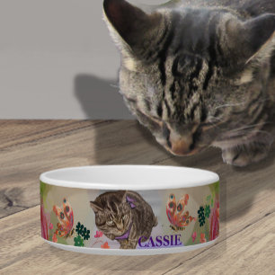 Personalised Cat Bowl with butterflies