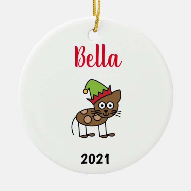 personalised cat christmas ceramic ornament (Front)
