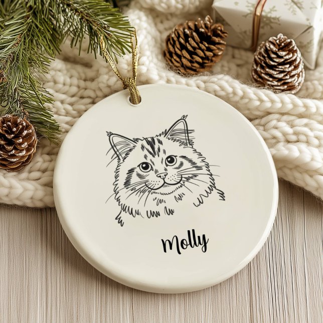 Personalised Cat Christmas Ceramic Ornament (Creator Uploaded)