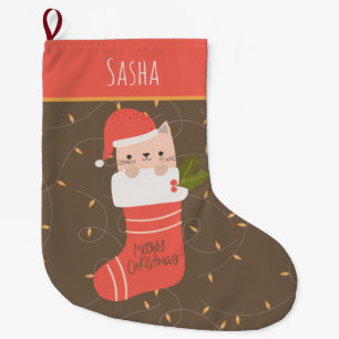 Personalised Cat Christmas  Large Christmas Stocking