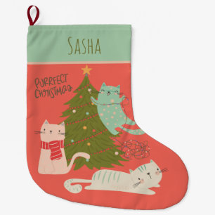 Personalised Cat Christmas  Large Christmas Stocking