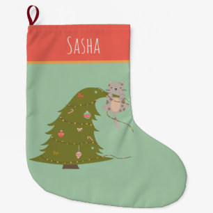 Personalised Cat Christmas  Large Christmas Stocking