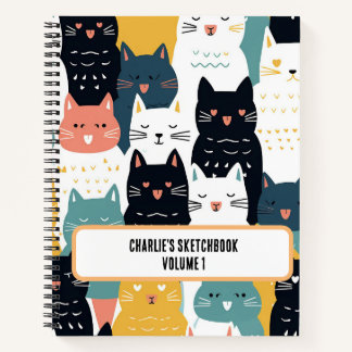 Personalised Cat Crowd Sketchbook Notebook