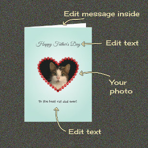 Personalised cat dad photo Fathers Day Card