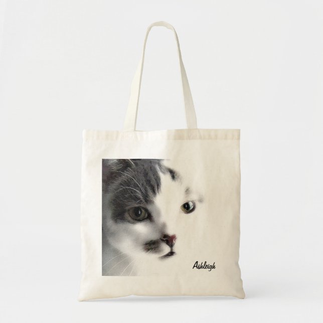 Personalised Cat Face Close-up Grocery Bag (Front)