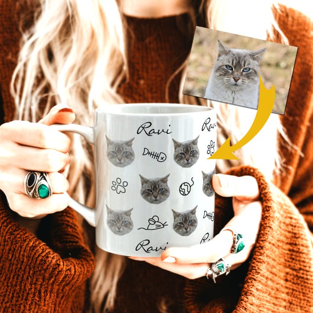 Personalised Cat Face Photo Coffee Mug (Creator Uploaded)