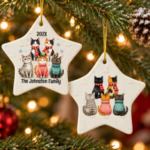 Personalised Cat Family Christmas Ornament