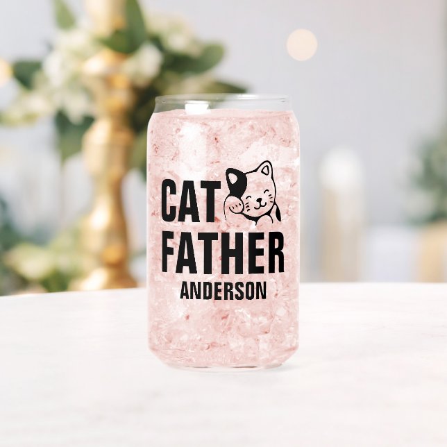 Personalised Cat Father Name Can Glass (Insitu (Wedding))