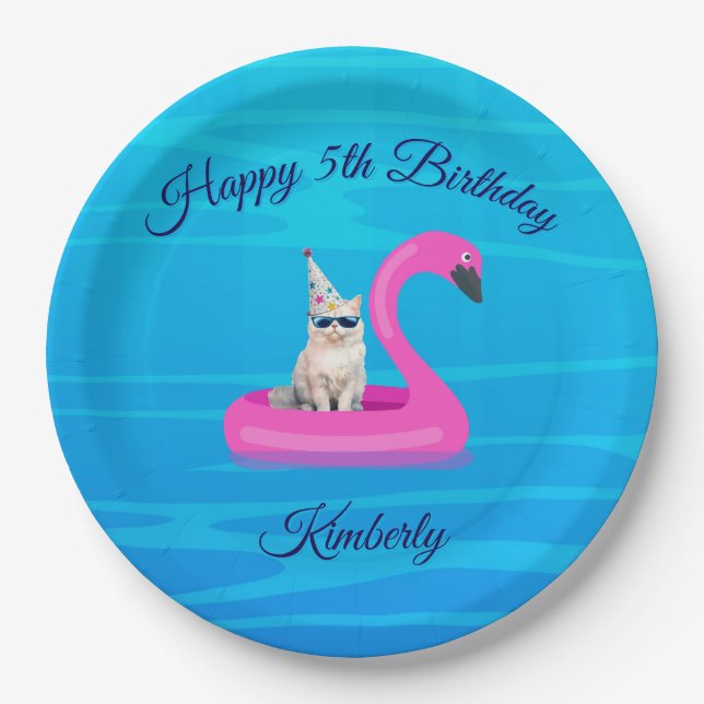 Personalised Cat Floatie Paper Plate (Front)