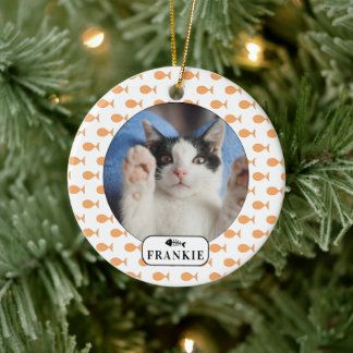 Personalised Cat Goldfish Pet Photo Ceramic Ornament