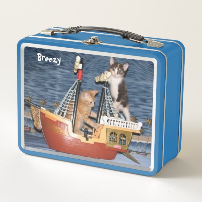 Personalised Cat / Kitten Pirates  Metal Lunch Box (Front)