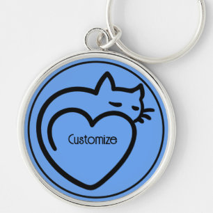 Personalised Cat Love Black Logo Key Ring